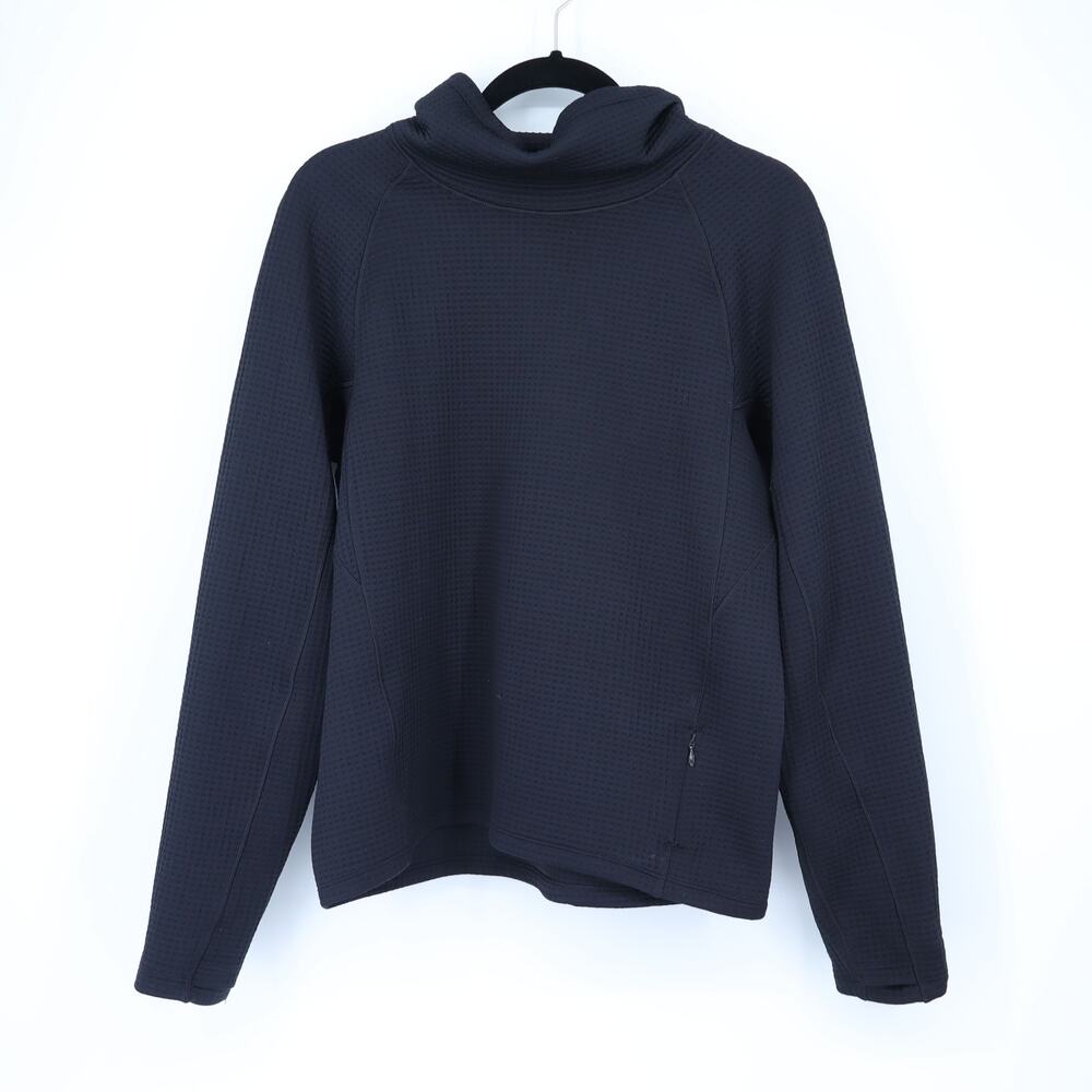 Lululemon Waffle Knit Funnel Neck Shirt Black Thermal Long Sleeve Women's 8